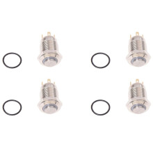 4X 3V Push Button Pulsante del Campanello Blu LED 12 mm Argento