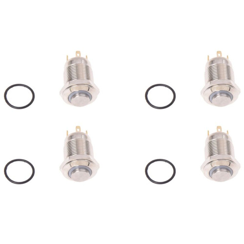 4X 3V Push Button  Doorbell Button  LED 12 mm Silver