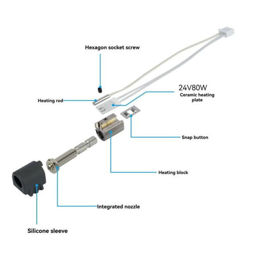 2Pcs for  Kobra 3 Max Ceramic Hotend Integrated Hardened Steel Nozzle Thermistor Heating Component K3M Hotend C 2
