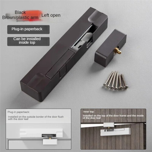 Door Closer Stopper Automatic Closer Lock Retractable Closing Type Automatic Door Closer Home Improvement Black Left 2