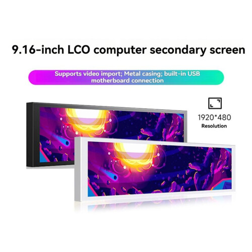 9.16 Inch IPS USB 9Pin Type-C Secondary Screen Case CPU GPU RAM Computer Monitoring USB Display Chassis 1920x480 B 2
