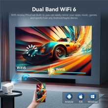 Autofokus Full HD 4K Projektor für Filme WiFi Android Projektor TV Heimkino Tragbarer Video Beamer EU Stecker