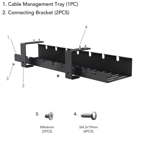Desktop Portable Storage Table Underwire Frame Undertook Cable Management Tray Insert Fixture Metal Wire Management 2