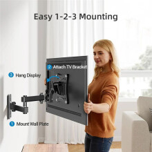 TV-Muurbeugel, Volledig Beweegbare Hoekbeugel voor Tv'S van 10-32 Inch, Draaibaar, Kantelbaar en Verstelbare Monitorstandaard