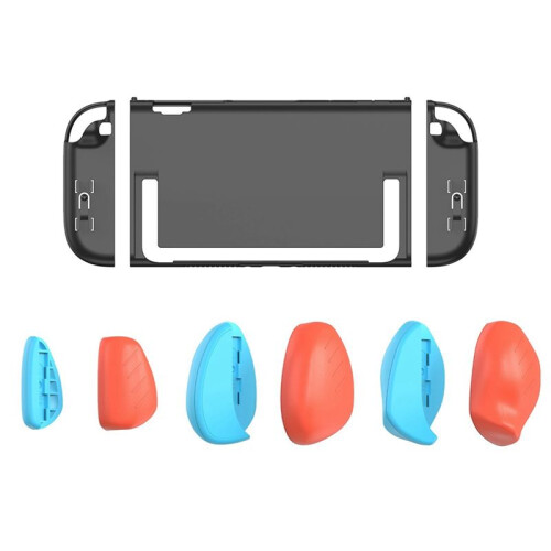 Black Shell+Grip Case Kit for Switch2 Game Console Ergonomic Grip Protector Case Shell Cover with Replace Grips A