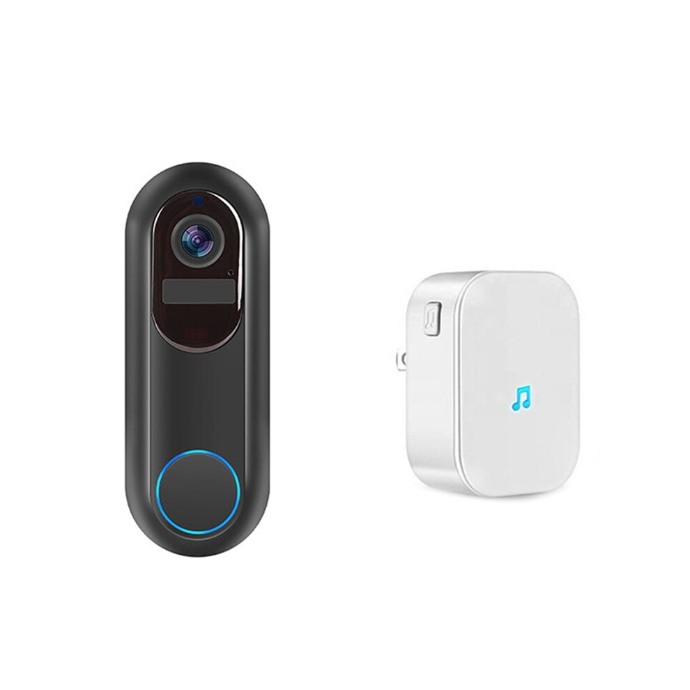 1080P Wireless Video Doorbell Camera Wireless Video Doorbell With Chime Two-Way Talk Night Vision Black 6031487771194