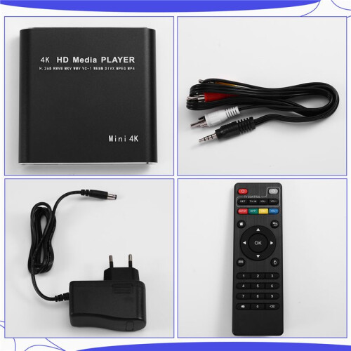 Multimedia Player Full HD 4K USB External Media Player TV Box with  Media HDD Player EU Plug 2