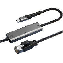 Adaptador Ethernet Gigabit de 1000 Mbps, Tipo C A Tarjeta de Red RJ45, Convertidor Ethernet Gigabit de 1000 Mbps PD100W, 1,2 Metros