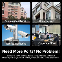 8 Port Gigabit 10/100/1000M Home Network Hub with Power Cable, Office Ethernet Splitter, Hub EU PLUG