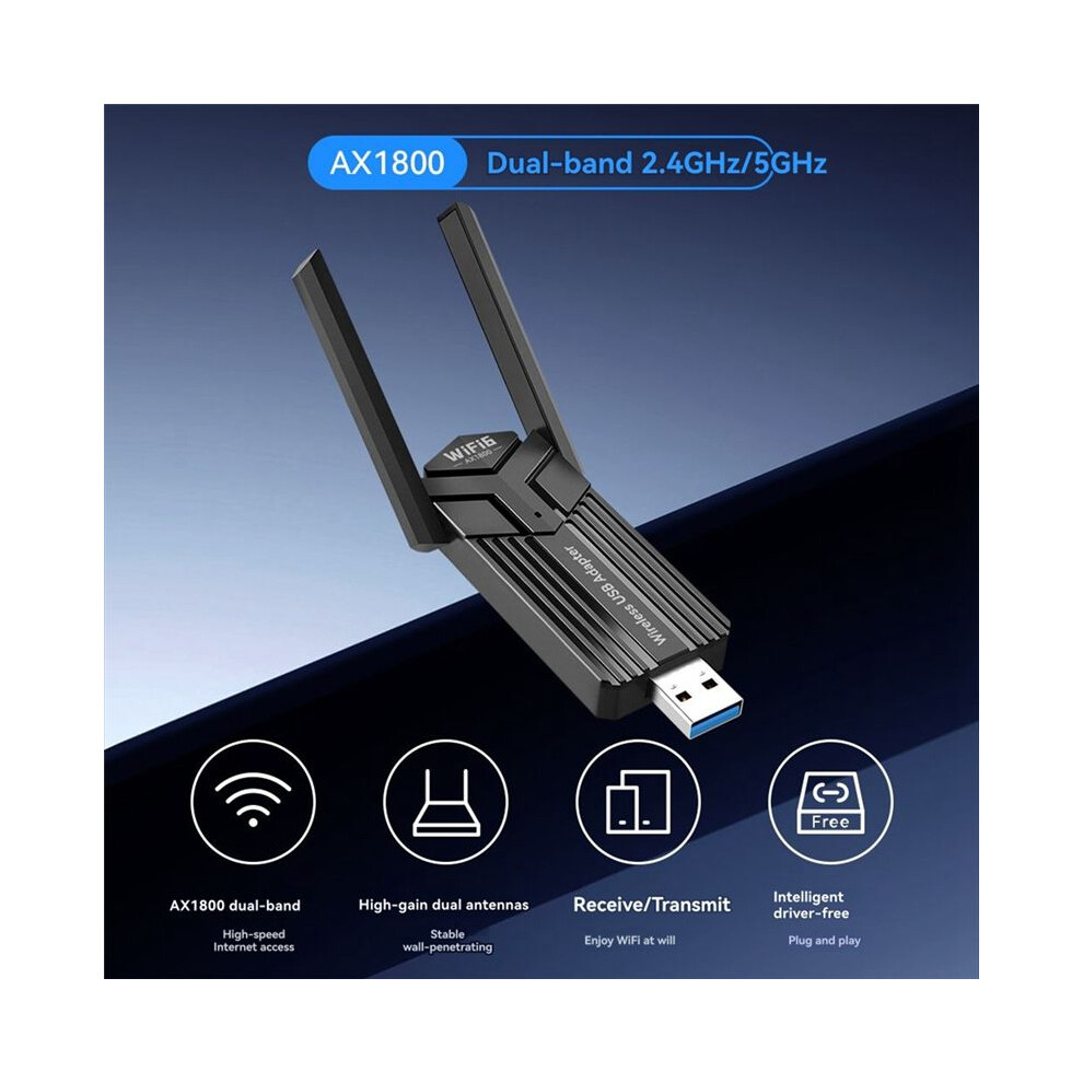 1800Mbps Wifi 6 Adapter Usb3.0 Dongle 2.4G/5G Dual-Band Network Wireless Usb Adapter For Win10/11 Driver-Free 6033239440327