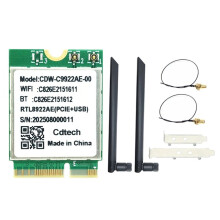 Tarjeta WiFi7 RTL8922AE de 6338 Mbps, Adaptador WiFi Inalámbrico Tribanda 2.4G/5G/6G, 5.4 M.2 para Windows 10/11 con Antena de 8 DB.