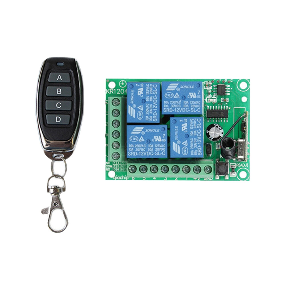 12V 4Ch 4 Ch Wireless Rf Remote Control Light Radio Receiver Module+Transmitter Garage Doors/Lamp 6033169615406