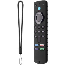 For Fire TV Stick 3Rd Generation Voice Remote Control Silicone Case Light Weight Non-Slip Shockproof with Strap-Black