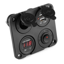 12V-24V Car Boat Socket Dual USB Charger Voltmeter  Panel for Vehicle Car Boat Motor Home