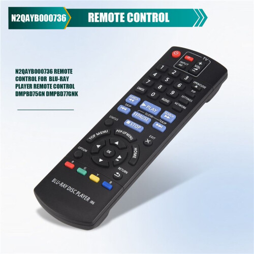 N2QAYB000736 Remote Control for  Blu-Ray Player Remote Control DMPBD75GN DMPBD77GNK 1