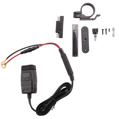 QC3.0 Motorcycle USB+Type-C Charger Waterproof Cell Quick Charger Autocycle USB Socket with Voltmeter Red