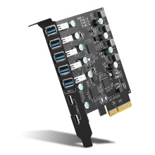 PCI-E to USB 3.2 Type Card Gen 2 Adapter with 20 Gbps Bandwidth 7-Port(5XUSB-A+2XType-C) Expansion Card Support 10G