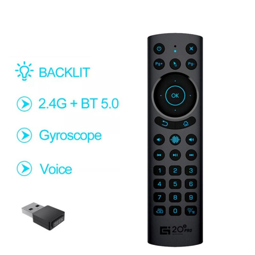 G20S PRO BT5.0 2.4G Wireless  Voice Air Mouse Gyroscope IR Learning Backlit Remote Control for Android TV BOX 1