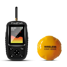 Menu Inteligente em Inglês e Russo Sonar Sem Fio Localizador de Peixes Portátil Sensor Ecobatímetro Alarme Rio Lago Fundo Do Mar Ao Vivo