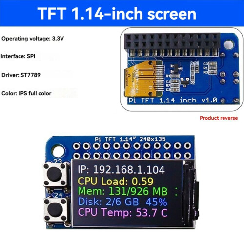 TFT Display Module 1.3 Inch Full Color Screen with SPI Interface for Raspberry Pi Pio 2