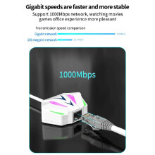 Adaptateur Ethernet USB Vers RJ45 Carte Réseau 10/100/1000 Mbps Effet D'Éclairage RVB pour PC Ordinateur Portable Blanc