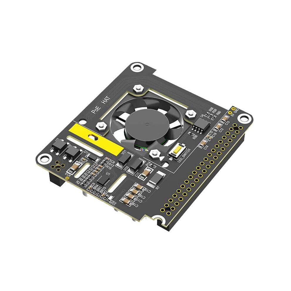 For Raspberry Pi 5 Poe Ethernet Power Supply Module 802.3Af/At With Cooling Fan Rgb Light 6033966945638