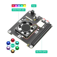 Für Raspberry Pi 5 POE-Ethernet-Stromversorgungsmodul mit Lüfter-RGB-Licht 802.3af/At M.2 NVME-zu-PCIE-Adapter