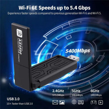 AX5400 WiFi 6E USB Adapter Wireless WiFi Card 2.4G/5G/6GHz Tri-Band 5400Mbps USB3.0 WiFi6E Adapter for Win10&Win11