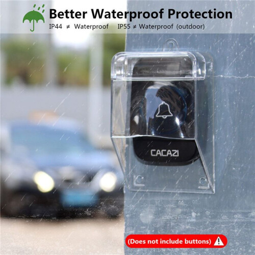 2X Cubierta Impermeable para Timbre Inalámbrico Timbres de Puerta Ring Chime Button Protector Transparente 1