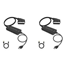 2X Scart to -Converter Audio Converter Video Cablebox Adapter Supports 1080P HD Conversion Adapter