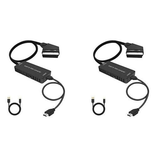 2X Scart Till -Omvandlare Audio Converter Video Kabelbox Adapter Stöder 1080P HD Conversion Adapter