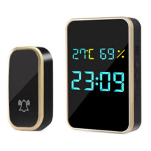 Wireless Doorbell No Battery Self Powered Door Bell Display Temperature Humidity 433mhz US Plug