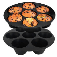 Teglia per Muffin nel Silicone per Friggitrice Ad Aria, Forno, Pentola Stampi da Forno nel Silicone Riutilizzabili da 8,4 Pollici Confezione da 2