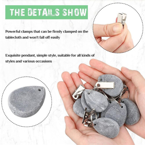 12 Pieces Tablecloth Weights Tablecloth Pendant Teardrop Shape Table Cover Weights Stone Table Weights Hangers 1