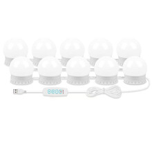LED-Make-Upverlichting voor Spiegel, Make-Upverlichting Blijft Hangen met 10 Dimbare Lampen, USB-Kabel Spiegelverlichting voor Make- Dressing