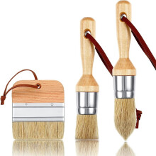 3 StüCk Kreide- und Wachspinsel, Ovaler Pinsel für Acrylmalerei, Borstenschablonenpinsel für HolzmöBel, Heimdekoration