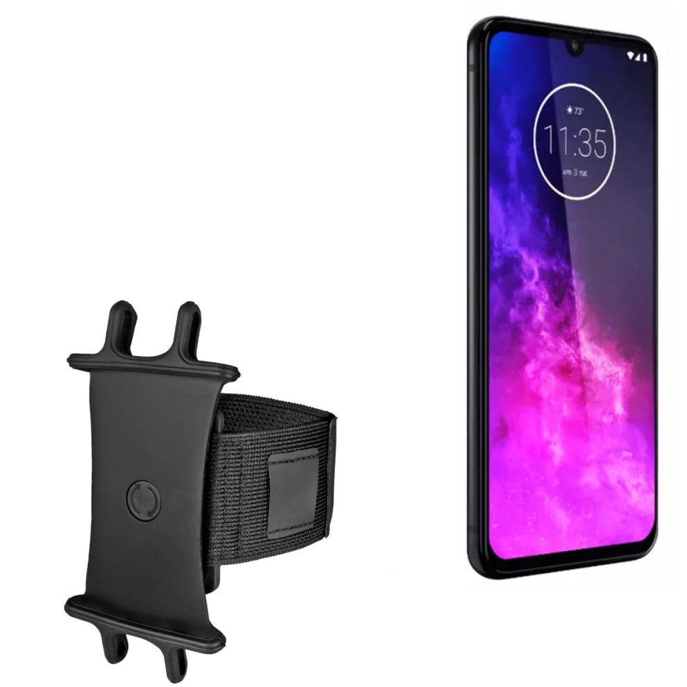 360 Rotation, Clear Screen Access And Key Slot Jet Phone Armband For Motorola One Zoom Black 9053599558620