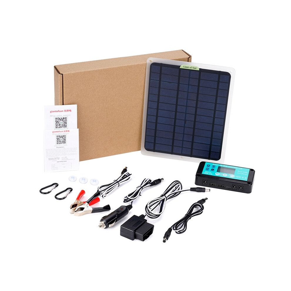 20W Solar Panel 12V 10A Battery Controller Car Charger Outdoor Battery Supply For Vehicle Battery With Obd Plug 4713983076264