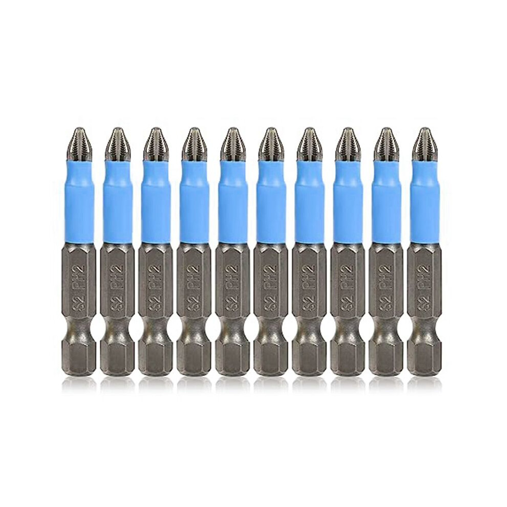 10 Pcs Phillips Drill Bit Magnetic Phillips Screwdriver Bit Set Non-Slip 1/4 Inch Hex Shank 2Inch/50Mm 6033897215282