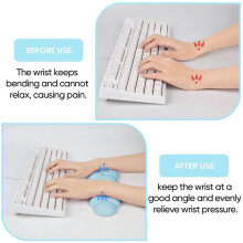 Cloud Keyboard Wrist Rest Soft Leather Memory Foam Wrist Support Cushion for Easy Typing Pain Relief Anti-Slip, E Short