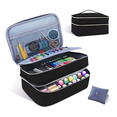 Sewing Supplies Organizer Bag, Double-Layer Sewing Box Organizer Accessories Storage Bag,A 2
