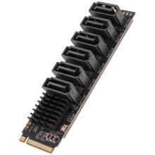 M.2 MKEY PCI-E Riser Card M.2 NVME a SATA3.0 PCIE a 6Gpbsx6-Port Expansion Card ASM1166