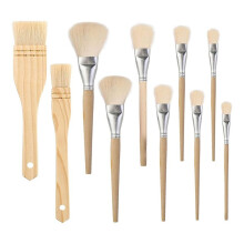 10 PCS Assorted Size Paint Brush Gilding Brush Gold Leaf Hair Duster Flat Brush Sweep Mops for Watercolor, Wash, Ceramic