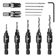 Verzinkboorset, Houtbewerkingsafschuining Verstelbare Verzinkgereedschap op Aanrechtgaten met 1/4 Inch Zeskantschacht