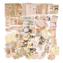 260 StüCk Vintage Scrapbooking Sticker Pack, DIY Retro Journaling Supplies Sticker Kit, Blumen Scrapbook Papier ZubehöR