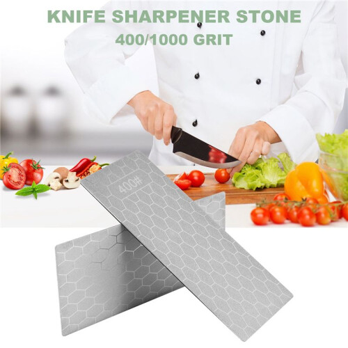2PCS Diamond Sharpening Stone, Whetstone Honeycomb Surface Diamond Sharpener Plate with Non-Slip Base(400/1000 Grit) 1