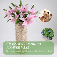 Rattan Blumen Vase Aus Bambus KöRbe Dekoration Vasen Blumen Obst Korb Blumen Vase Hohe Vasen für zu Hause Dekor Weiß