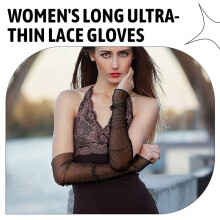 2 Paires Femmes Longs Gants en Dentelle Soleil Bras Jambes Manches Sans Doigts Tulle Protection Solaire Accessoire Noir Blanc