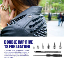 70 Sets Silver Mixed Shape Spikes and Studs Cone Croc Spikes Leather Rivet Kit for Clothing Shoes Belts DIY
