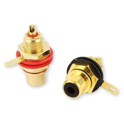 4Pair/8Pcs Gold Plated RCA Jack Connector Panel Mount Chassis Audio Socket Plug Bulkhead with NUT Solder CUP 2